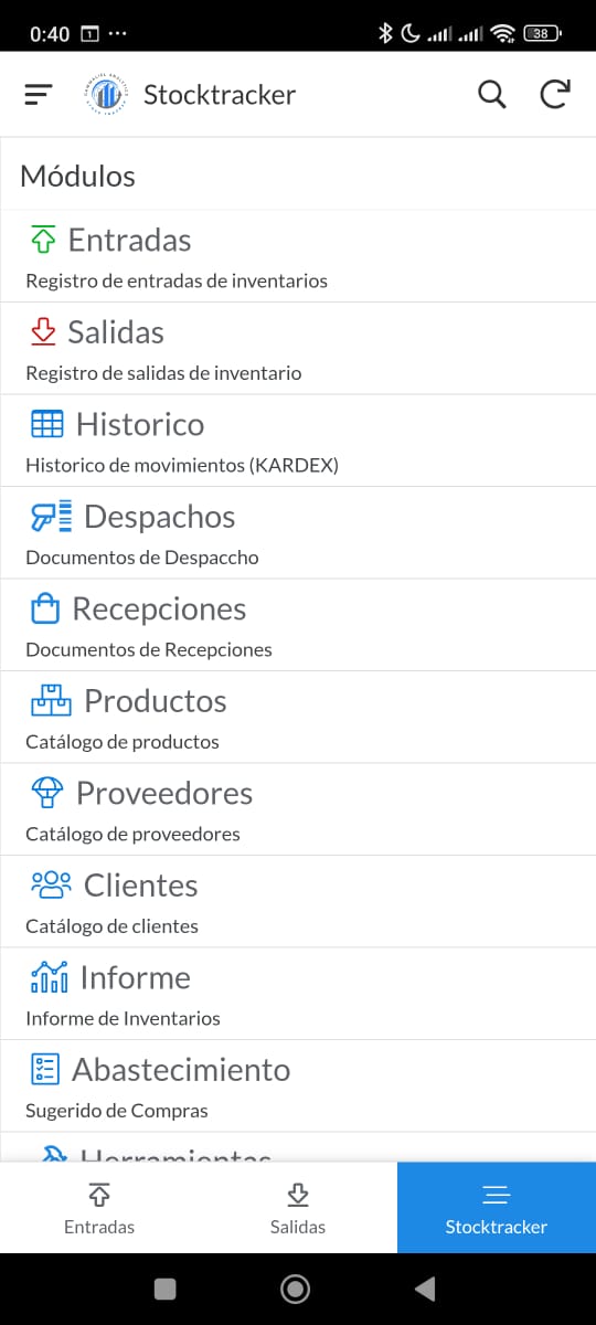 Aplicación StockTracker en un teléfono móvil